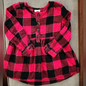 Girl size 3T red & black plaid top